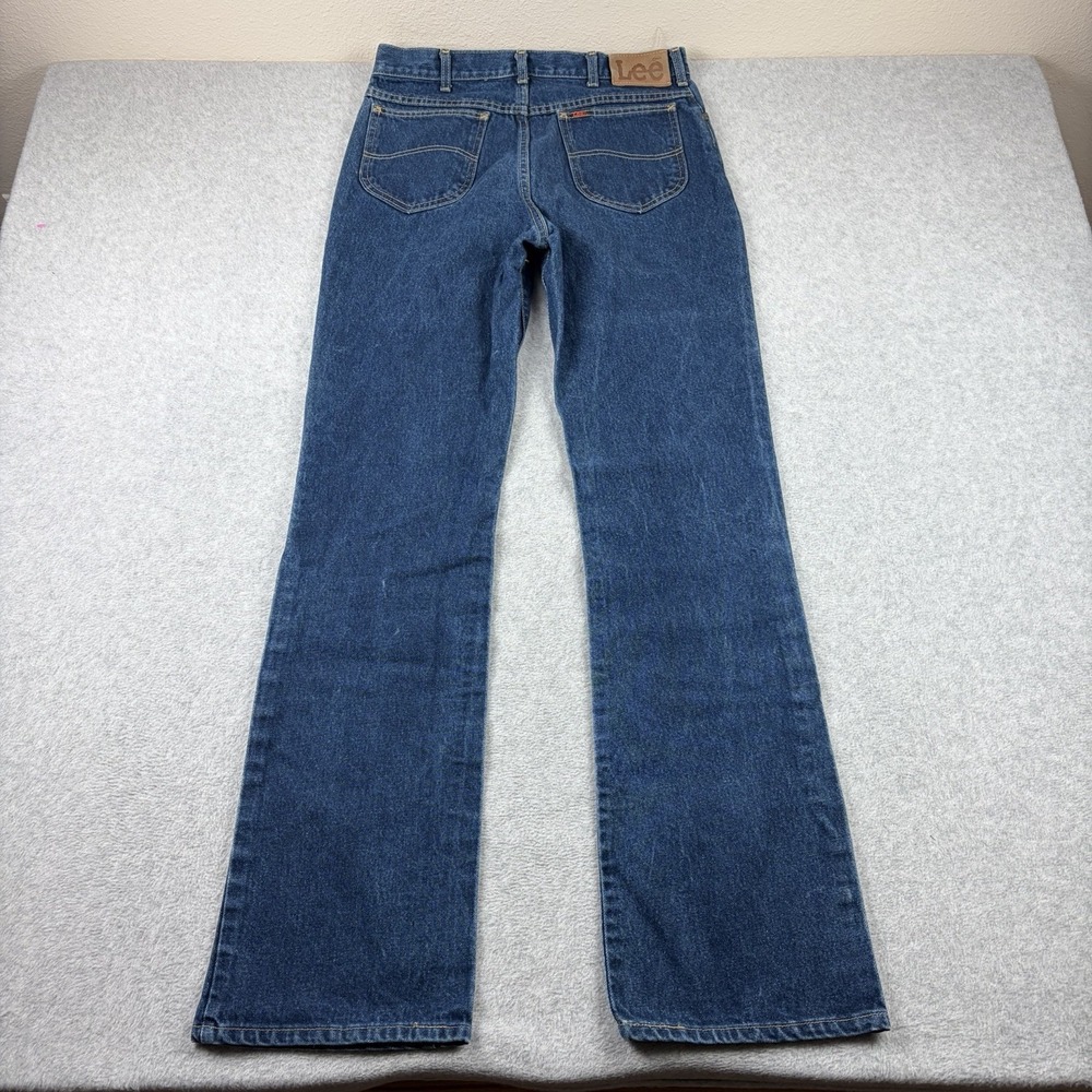 Vtg Lee Jeans Men 34x36 Blue Bootcut USA Union Made 70s 80s Talon Zip Dark Wash - Picture 10 of 14